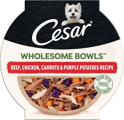 Cesar Wholesome Bowls Beef, Chicken, Potatoes & Carrots Recipe Small Breed Adult Wet Dog Food, 3-oz tray, case of 10