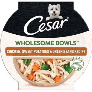Cesar Wholesome Bowls Chicken, Sweet Potato & Green Beans Recipe Small Breed Adult Wet Dog Food, 3-oz tray, case of 10