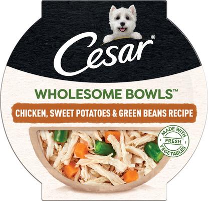 Cesar Wholesome Bowls Chicken, Sweet Potato & Green Beans Recipe Small Breed Adult Wet Dog Food, 3-oz tray, case of 10