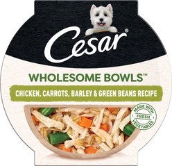 Cesar Wholesome Bowls Chicken, Carrots, Barley & Green Beans Recipe Small Breed Adult Wet Dog Food, 3-oz tray, case of 10