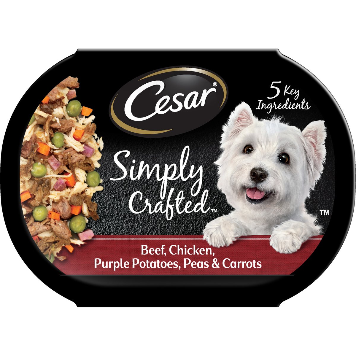 Cesar Simply Crafted Beef, Chicken, Purple Potatoes, Peas & Carrots Adult Wet Dog Food Topper, 1.3-oz, case of 10