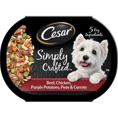 Cesar Cesar Simply Crafted Beef, Chicken, Purple Potatoes, Peas & Carrots Adult Wet Dog Food Topper, 1.3-oz, case of 10