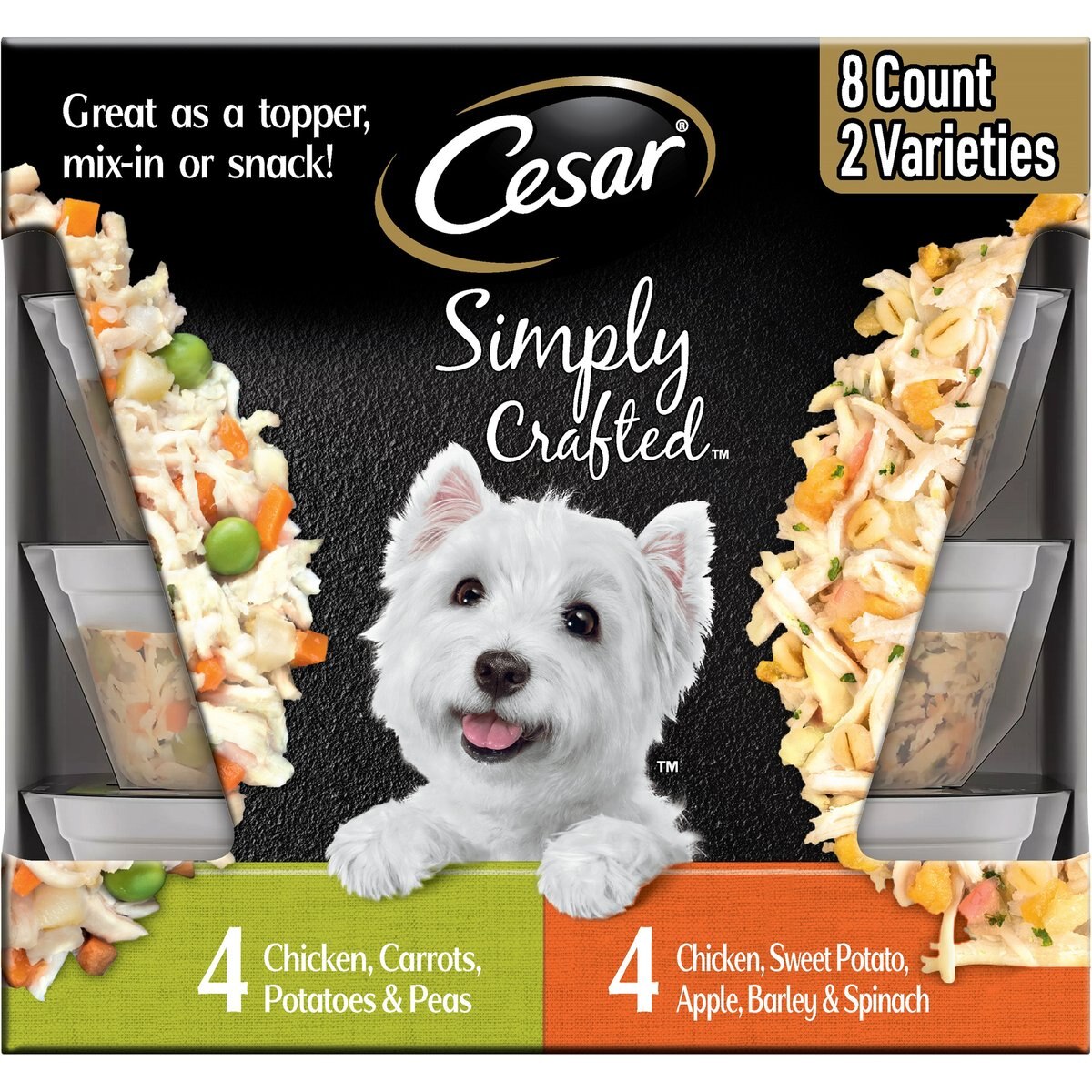 Cesar Simply Crafted Variety Pack Dog Food Topper, 1.3-oz, pack of 8
