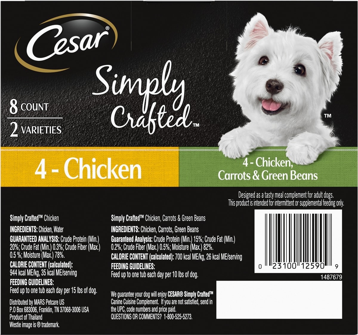 Cesar Rasa Chicken CESAR Simply Crafted Variety Pack Chicken & Chicken, Carrots & Green ...