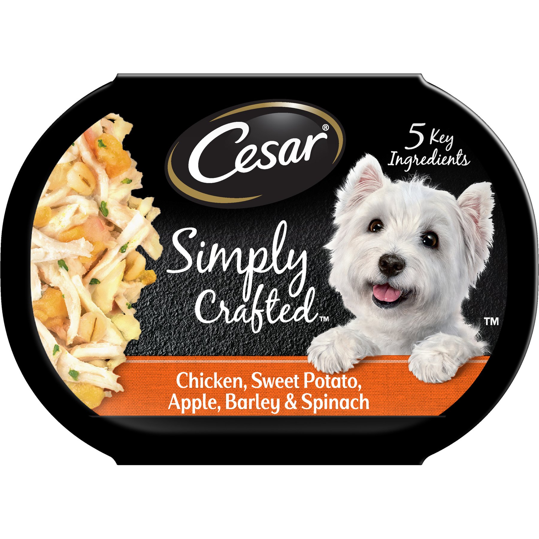 Cesar Simply Crafted Chicken, Sweet Potato, Apple, Barley & Spinach Limited-Ingredient Wet Dog Food Topper, 1.3-oz tray, bundle of 20