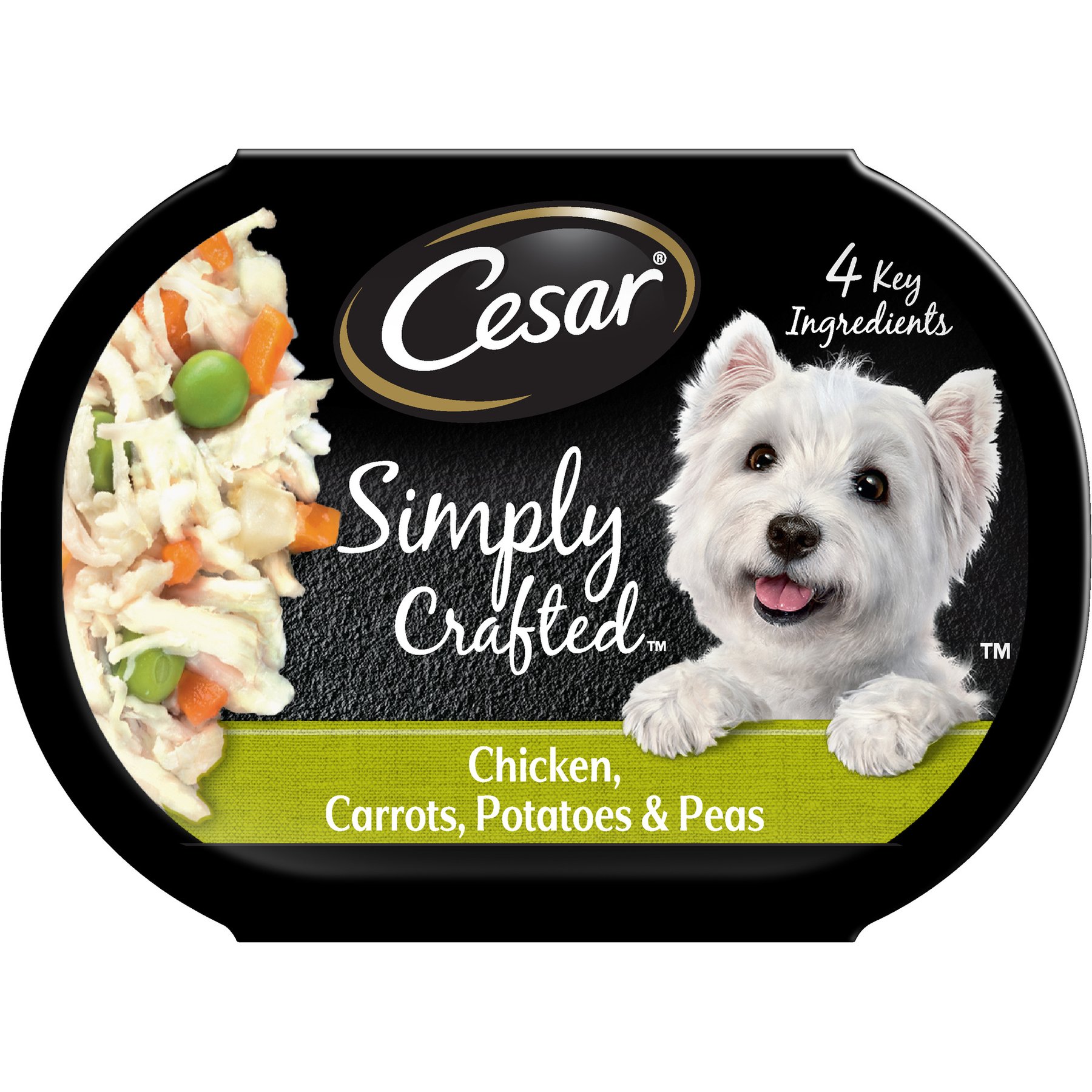 Cesar Simply Crafted Chicken, Carrots, Potatoes & Peas Limited-Ingredient Wet Dog Food Topper, 1.3-oz tray, bundle of 20