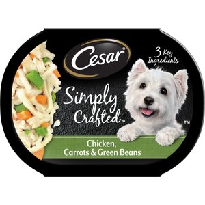 Cesar Simply Crafted Chicken, Carrots & Green Beans Limited-Ingredient Wet Dog Food Topper, 1.3-oz, case of 10