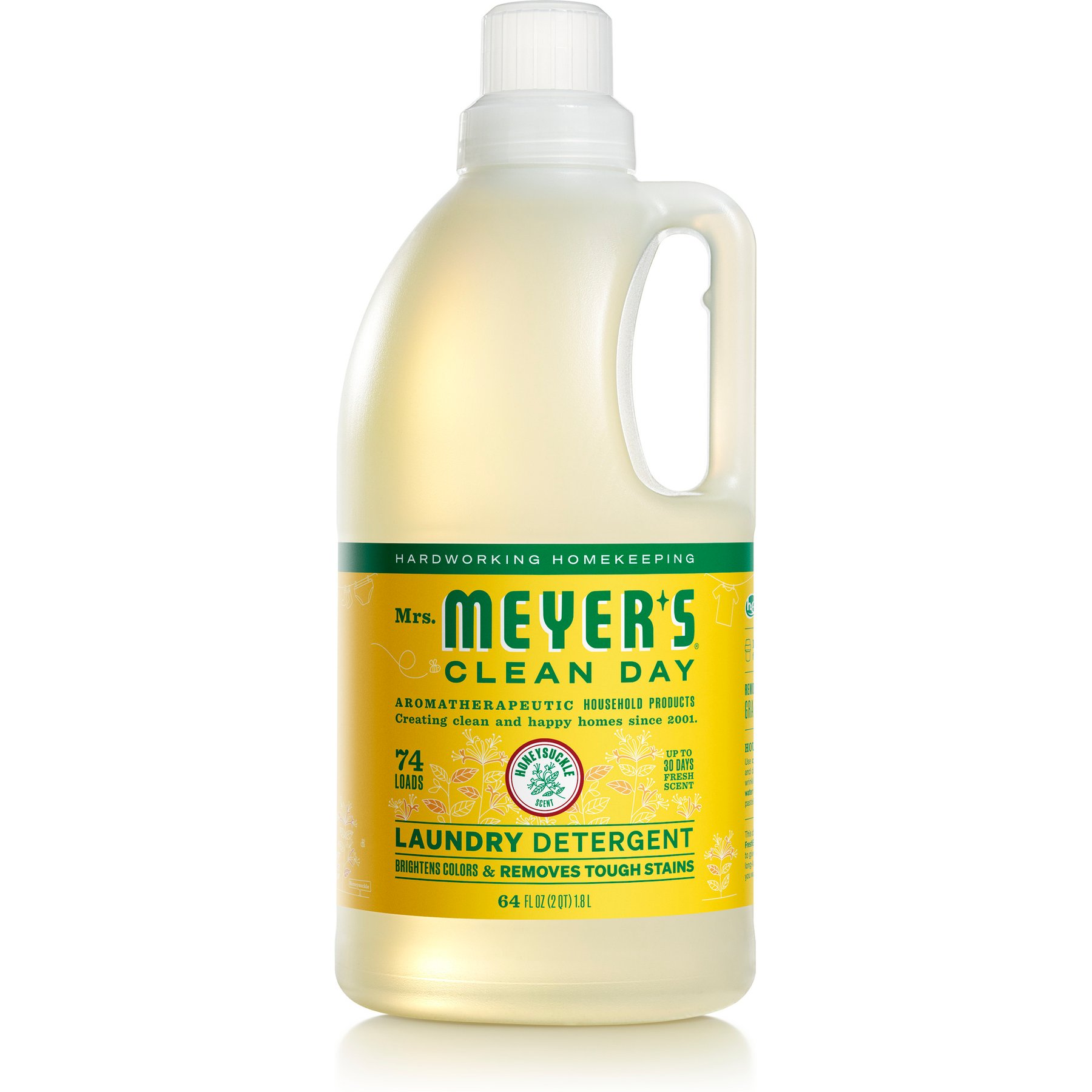 Mrs. Meyer's Clean Day Laundry Detergent, Honeysuckle Scented, 64-fl oz bottle