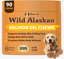 Natural Dog Company Whole-body wellness Wild Alaskan Salmon Oil Skin & Coat Chew Supplement for Dogs, 90 count