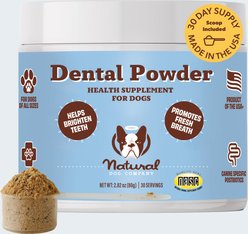 Natural Dog Company Fresh Breath, Plaque & Tarter Control Canine Oral Health Postbiotic Dental Care Powder Supplement for Dogs, 2.82-oz