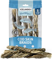 Icelandic+ Cod Skin Braids Natural Dog Chews, 5 count bag
