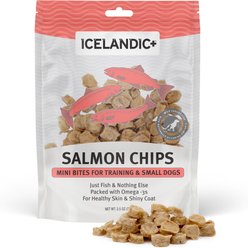 Icelandic+ Salmon Mini Fish Chips Dehydrated Dog Treats, 2.5-oz bag