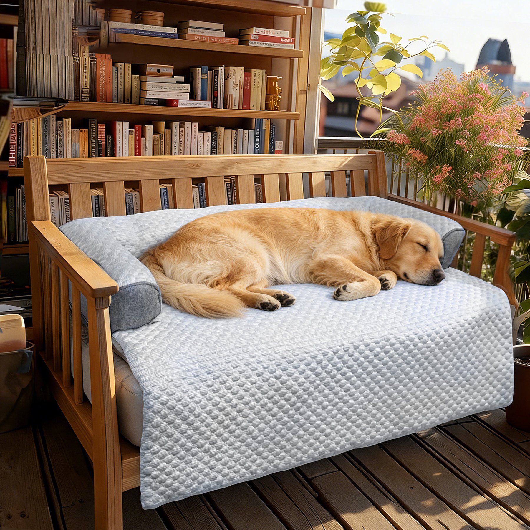 LFC PETS Cooling Sofa Bolster Dog & Cat Couch Cover, Grey, X-Large