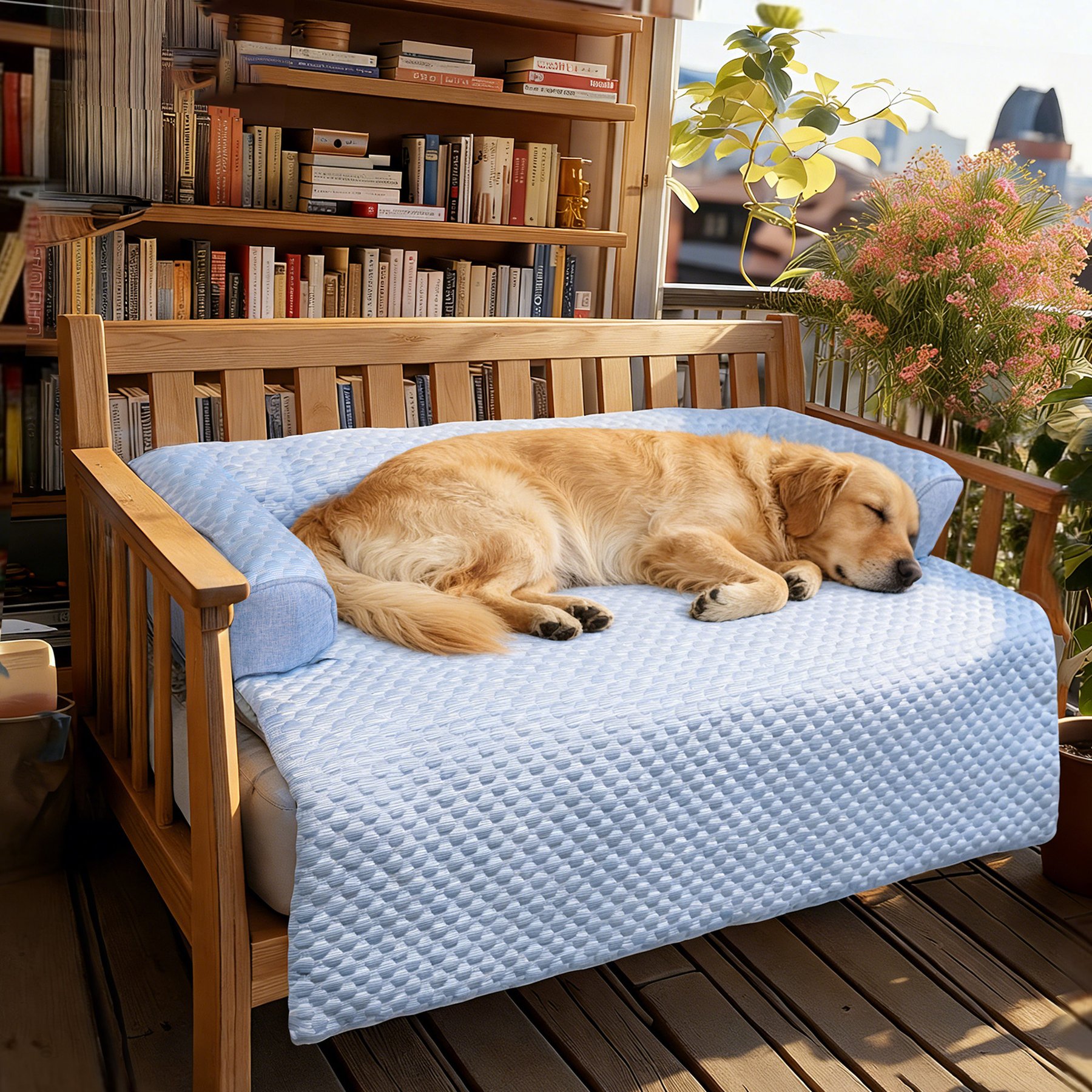 LFC PETS Cooling Sofa Bolster Dog & Cat Couch Cover, Blue, X-Large