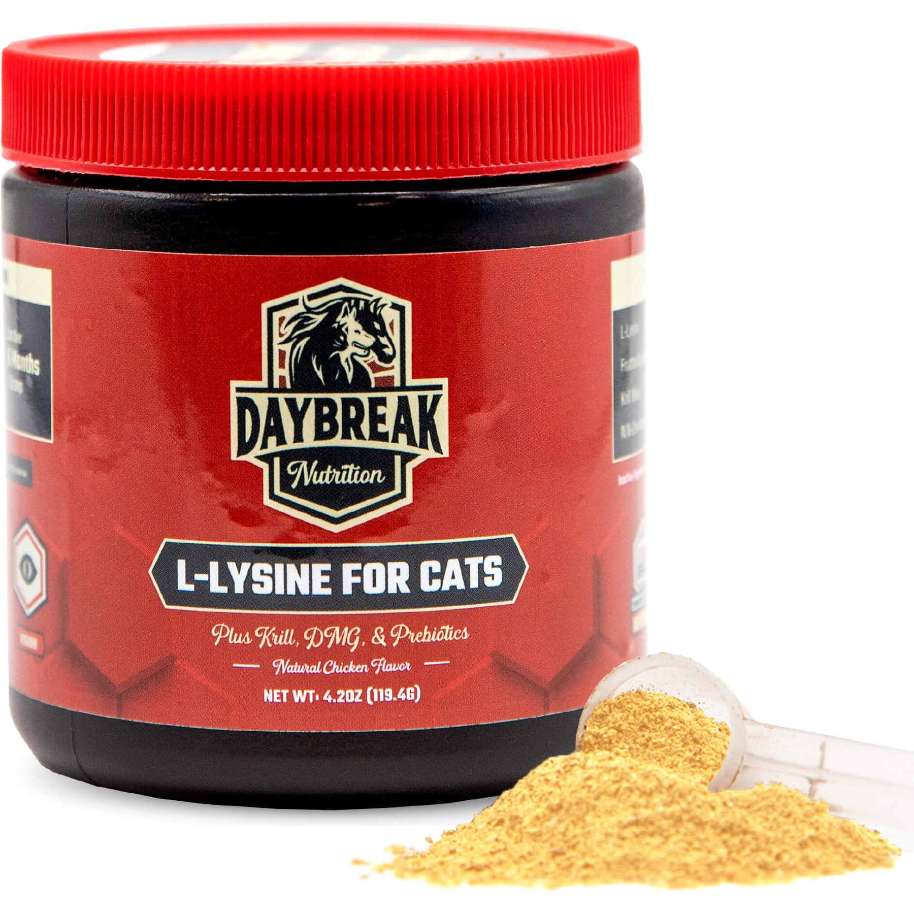 Daybreak Nutrition L-Lysine Chicken Flavored Powder Immune Supplement for Cats, 4.2-oz jar