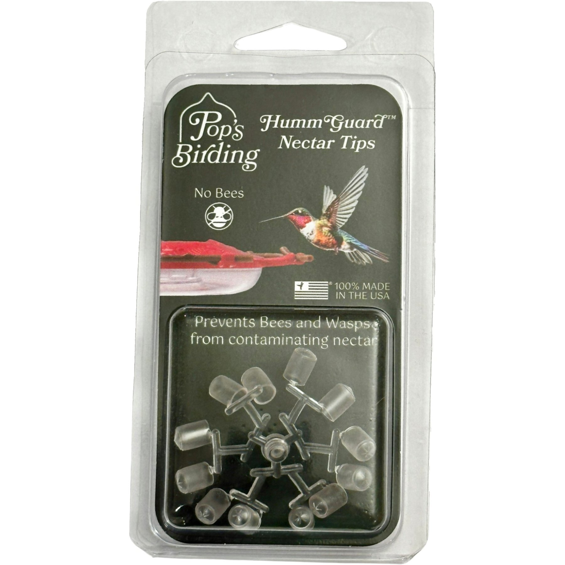 Pop's Birding Hummguard Nectar Tips Bird Feeder Accessory, Clear