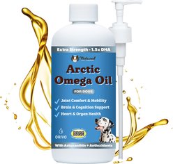 Natural Dog Company Immune Support Salmon, Pollock, Krill & Algal Arctic Omega Fish Oil Skin & Coat Liquid Supplement for Dogs, 16-oz