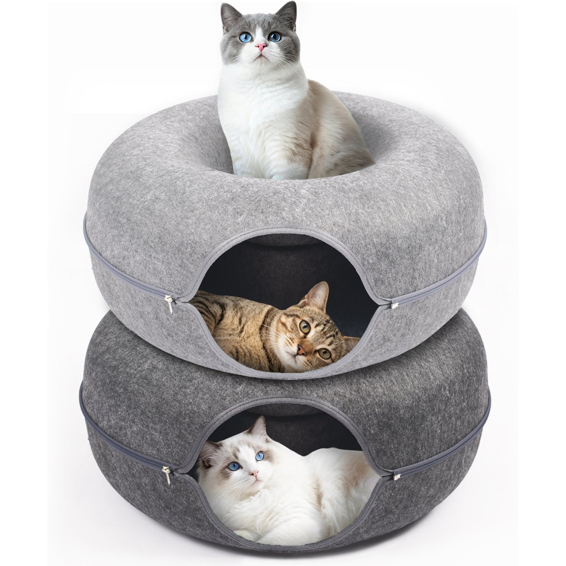 Heeyoo Sofa Cat Cave Bed, 2 count, Light Grey/Dark Grey, Medium
