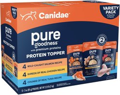 CANIDAE Pure Protein Chicken, Salmon & Tuna Skin & Coat Health Grain-Free Dog Food Topper, 3-oz, case of 12