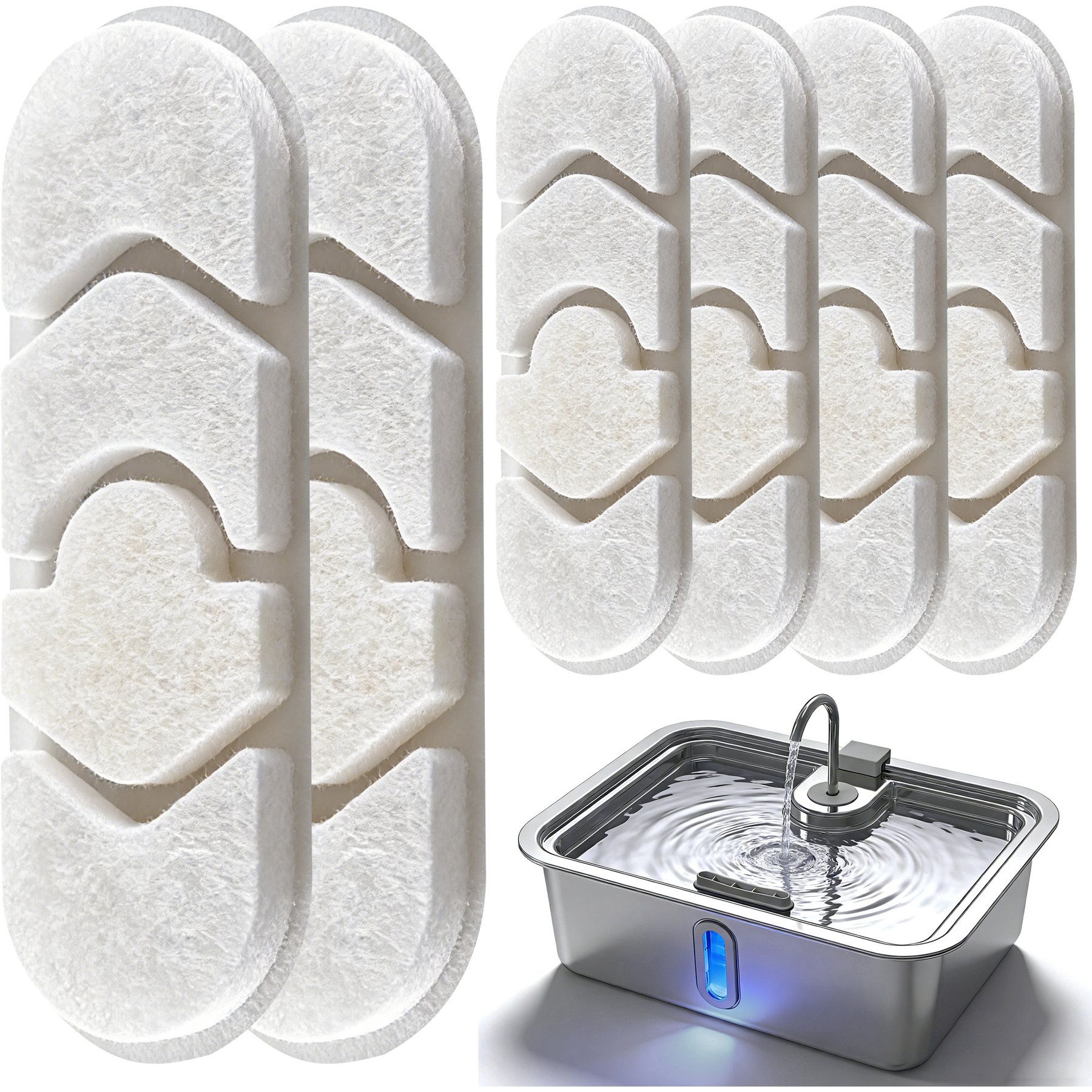 Deftpet Replacement Filters for Automatic Dog Water Fountain, White, 5.12 x 1.77-in, 6 count