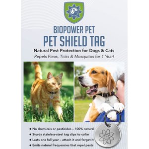 BioPower Pet Shield Flea & Tick Repellent Tag for Dogs & Cats, Standard