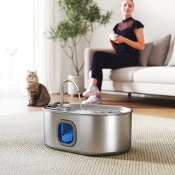 PawHut 7-L Stainless Steel Multi-Pet Ultra-Quiet Pump Water Fountain for Dogs & Cats with Filters, Silver, 12.6 x 8.7 x 8.8-in slide 2 of 9