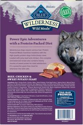 Blue Buffalo Wilderness Protein Powered Meals Beef, Chicken & Sweet Potato High-Protein Grain-Free Wet Dog Food, 9-oz pouch, case of 6 slide 2 of 9