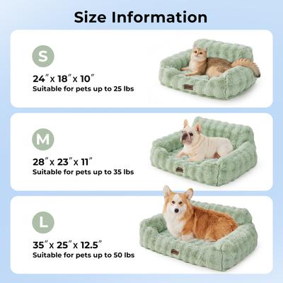 Show full view: ZOMISIA Non-Slip Bottom Fluffy Faux Fur Orthopedic Sofa Dog & Cat Bed with Removable Washable Cover, Ivory White, Small: 24 x 18 x 10-in slide 5 of 8
