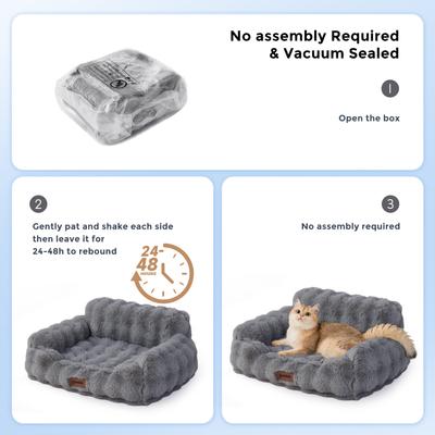 Show full view: ZOMISIA Non-Slip Bottom Fluffy Faux Fur Orthopedic Sofa Dog & Cat Bed with Removable Washable Cover, Ivory White, Small: 24 x 18 x 10-in slide 8 of 8