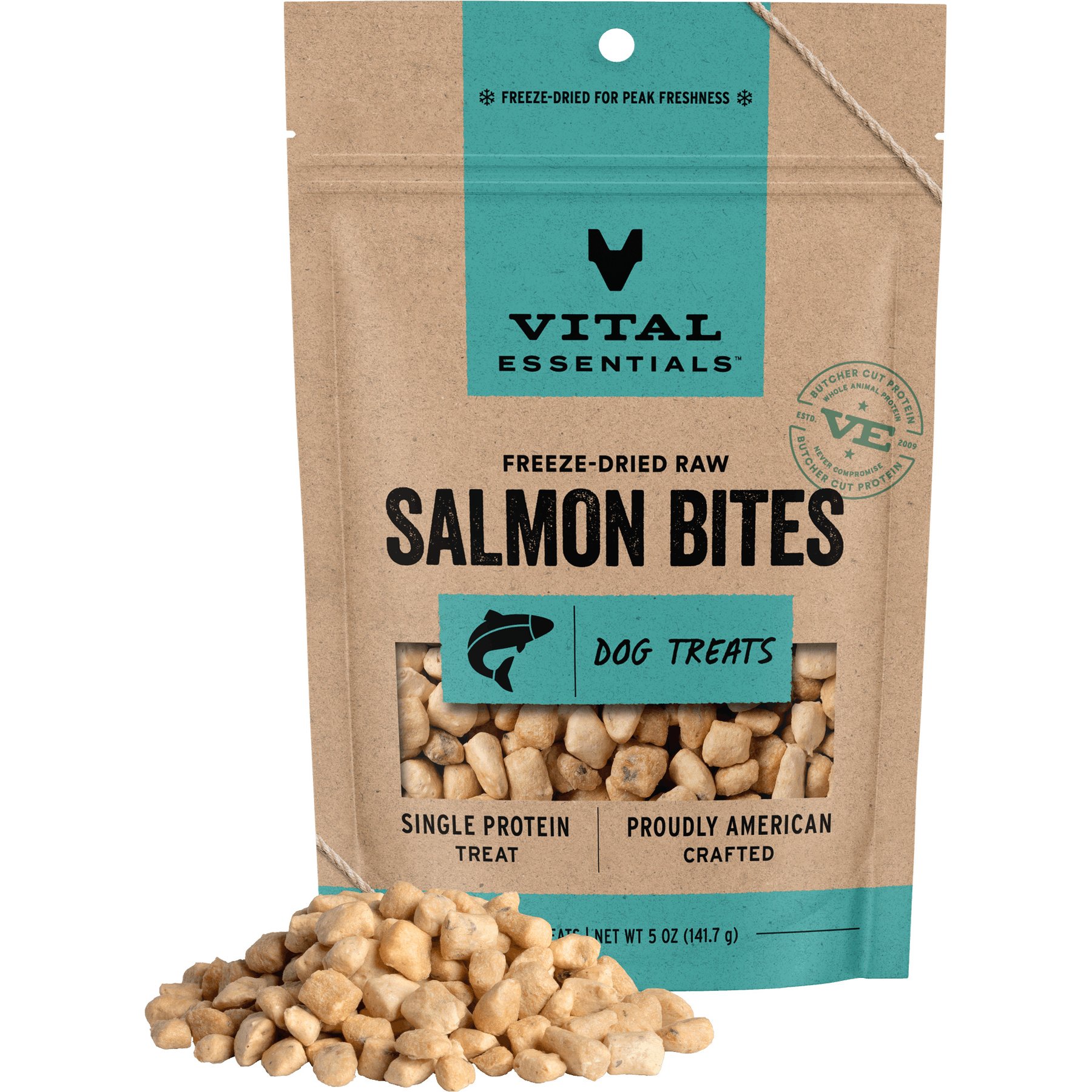 Vital Essentials Salmon Bites Freeze-Dried Dog Treats, 5-oz bag