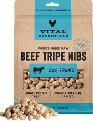Vital Essentials Beef Tripe Nibs Freeze-Dried Dog Treats, 14-oz bag
