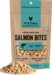 Vital Essentials Salmon Bites Freeze-Dried Dog Treats, 2.5-oz bag