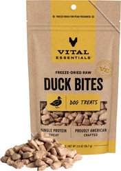 Vital Essentials Duck Bites Freeze-Dried Dog Treats, 2-oz bag