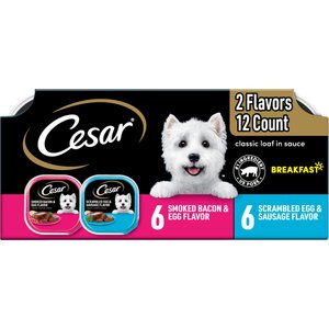 Cesar Breakfast Classic Loaf in Sauce Variety Pack Small Breed Adult Wet Dog Food Trays, 3.5-oz, case of 12
