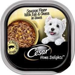 Cesar Home Delights Sausage Flavor with Egg & Cheese in Gravy Small Breed Adult Wet Dog Food Trays, 3.5-oz, case of 24