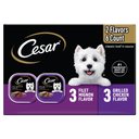 Cesar Classic Loaf in Sauce Variety Pack Adult Filet Mignon & Grilled Chicken Wet Dog Food Trays, 3.5-oz, 6 count