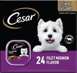 Cesar Classic Loaf in Sauce Filet Mignon Flavor in Meaty Juices Small Breed Wet Dog Food, 3.5-oz, case of 24