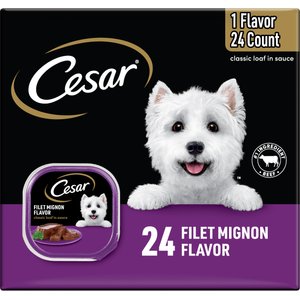 Cesar Classic Loaf in Sauce Filet Mignon Flavor in Meaty Juices Small Breed Wet Dog Food, 3.5-oz, case of 24