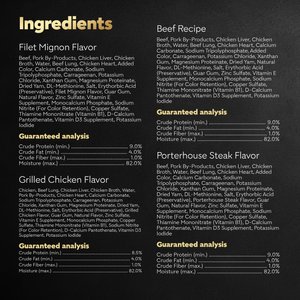 Cesar Classic Loaf in Sauce Beef Recipe, Filet Mignon, Grilled Chicken & Porterhouse Steak Flavors Variety Pack Grain-Free Small Breed Adult Wet Dog Food Trays, 3.5-oz, case of 24