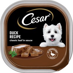 Cesar Classic Loaf in Sauce Duck Recipe Wet Dog Food Trays, 3.5-oz, case of 24
