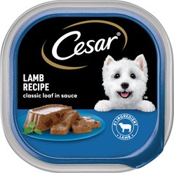 Cesar Classic Loaf in Sauce Lamb Recipe Grain-Free Small Breed Adult Wet Dog Food Trays, 3.5-oz, case of 24