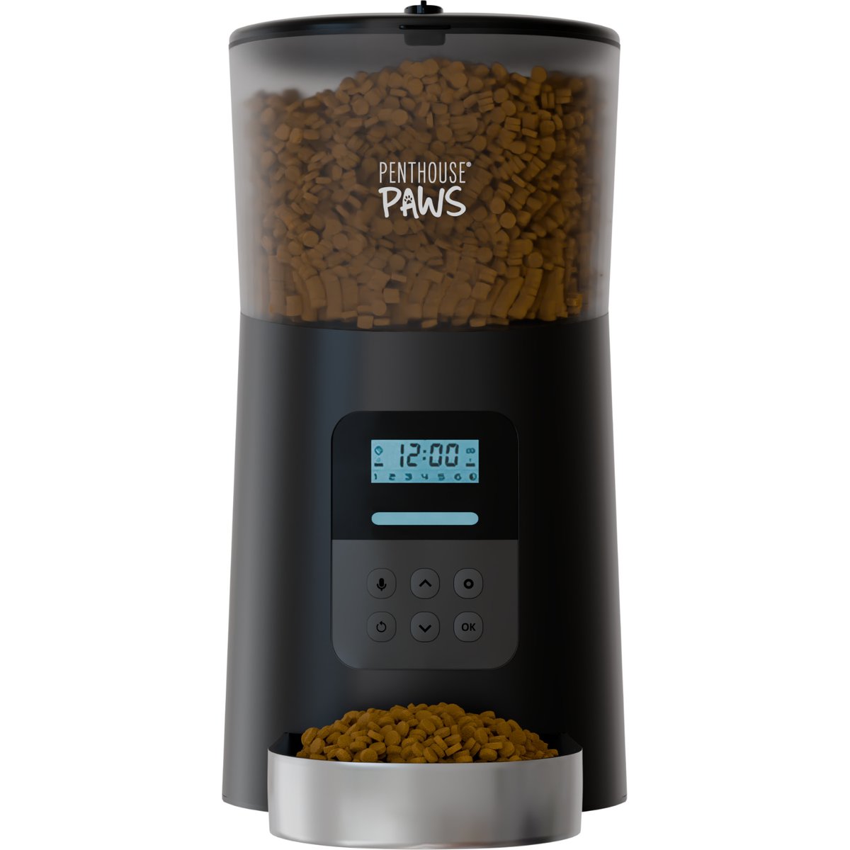 Penthouse Paws Automatic with LCD Panel Stainless Steel Dog & Cat Feeder, 6L, Black