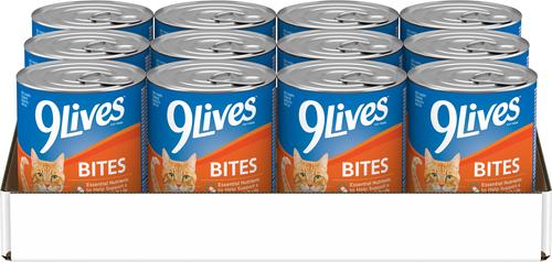 9 Lives Bites Real Chicken in Gravy Wet Cat Food, 13-oz can, case of 12