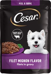 Cesar Filet Mignon Flavor Filets in Gravy Wet Dog Food, 1.76-oz pouch, case of 20