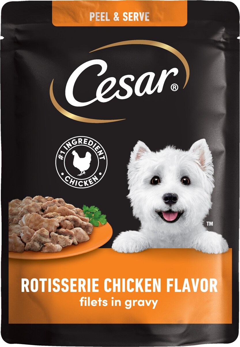 Cesar Rasa Chicken CESAR Rotisserie Chicken Flavor Filets in Gravy Wet Dog Food, 1.76-oz ...