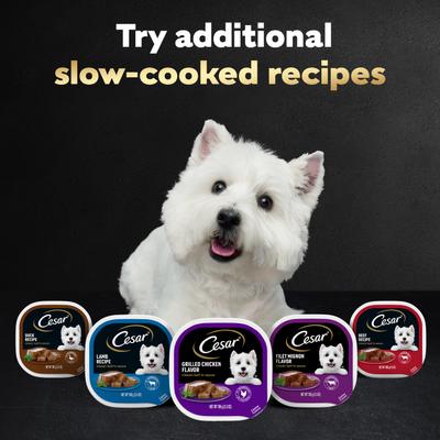 Show full view: Cesar Classic Loaf in Sauce Variety Pack Small Breed Wet Dog Food, 3.5-oz tray, case of 60 slide 9 of 9
