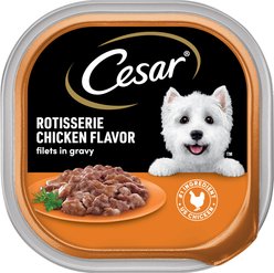 Cesar Rotisserie Chicken Flavor Filets in Gravy Small Breed Adult Wet Dog Food Trays, 3.5-oz, case of 24