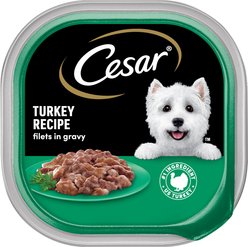 Cesar Turkey Recipe Filets in Gravy Small Breed Adult Wet Dog Food Trays, 3.5-oz, case of 24