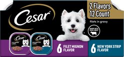 Cesar Filets in Gravy Beef Variety Pack Small Breed Adult Wet Dog Food Trays, 3.5-oz, case of 12