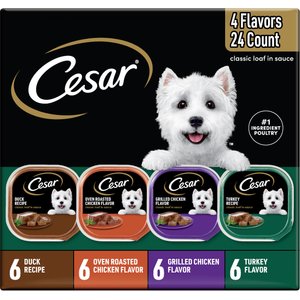 Cesar Poultry Variety Pack with Real Chicken, Turkey & Duck Grain-Free Small Breed Adult Wet Dog Food Trays, 3.5-oz, case of 24